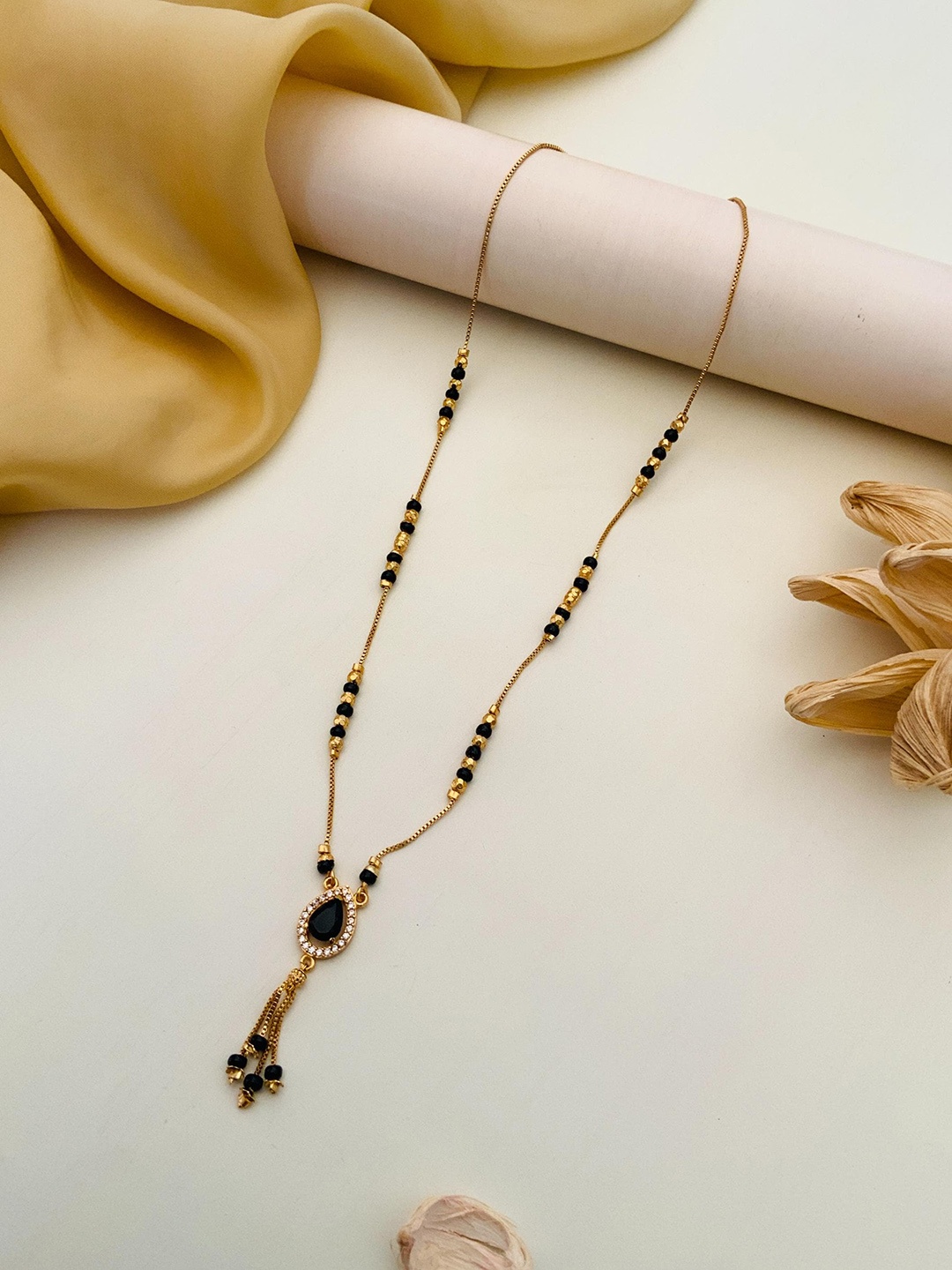 

Anouk Gold-Plated Artificial Stones and Beads Mangalsutra