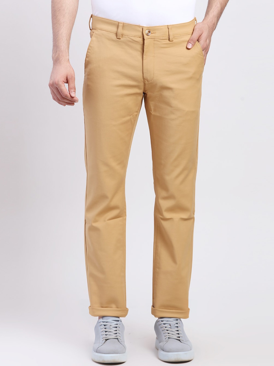 

ColorPlus Men Slim Fit Mid-Rise Chinos Trousers, Brown