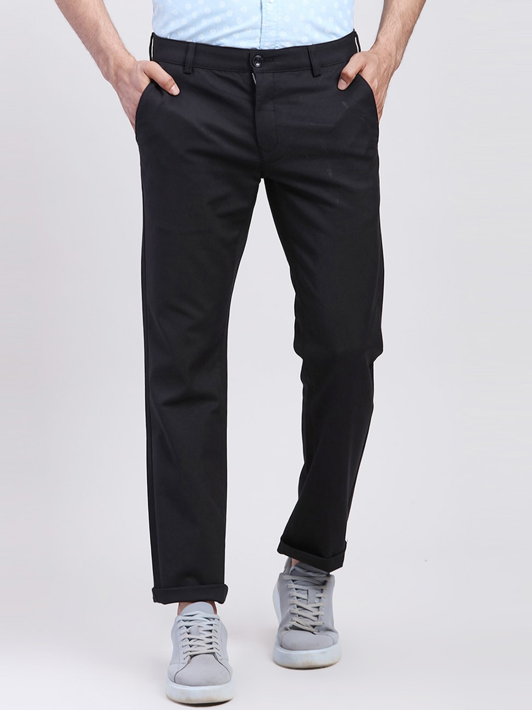 

ColorPlus Men Slim Fit Mid-Rise Chinos Trousers, Black