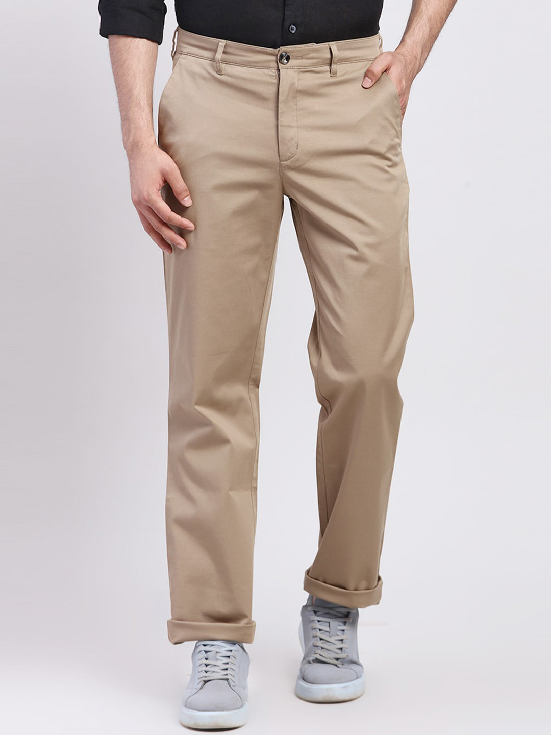 

ColorPlus Men Mid-Rise Cotton Regular Trousers, Brown