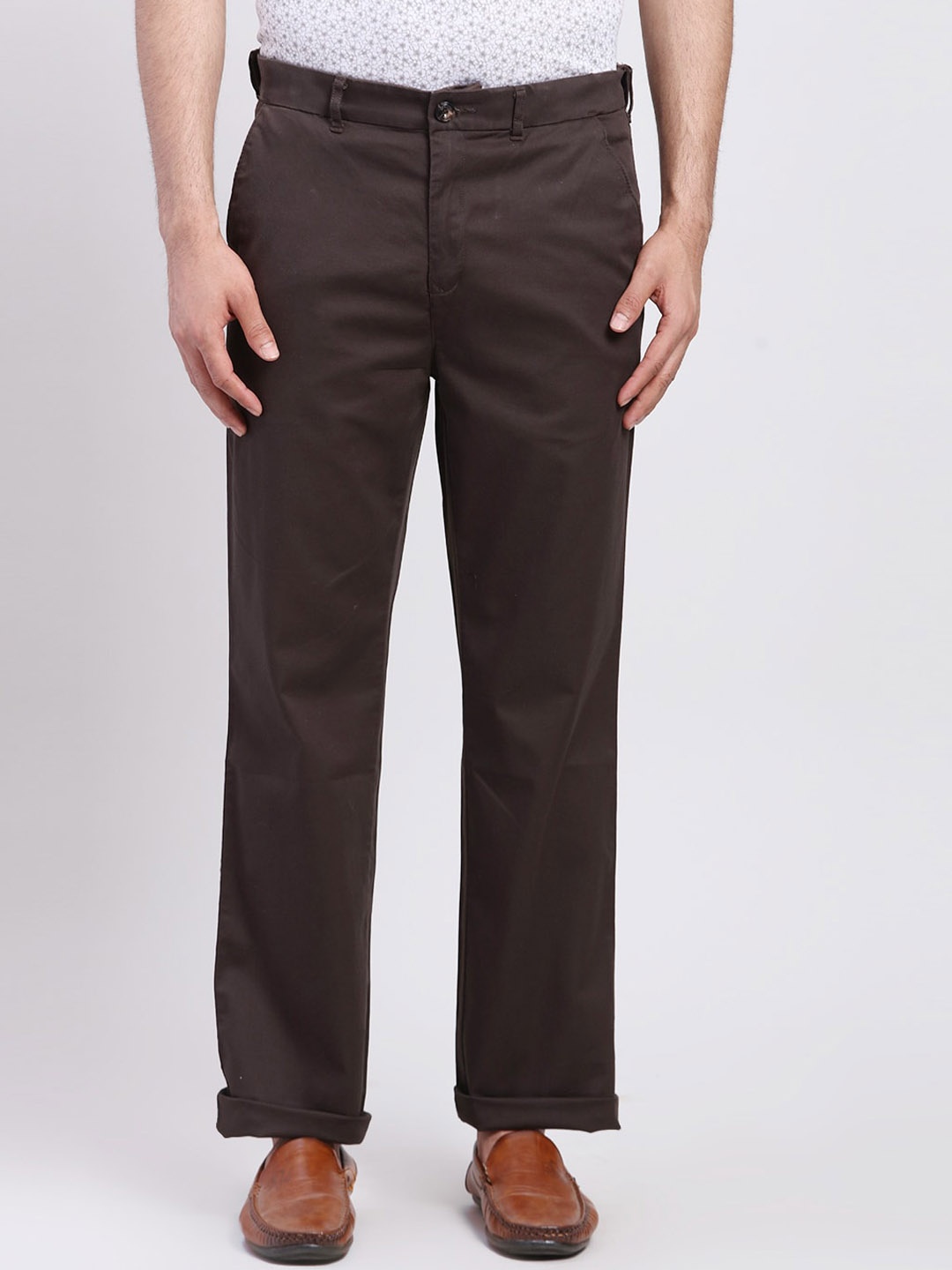 ColorPlus Men Mid-Rise Regular Trousers, Brown