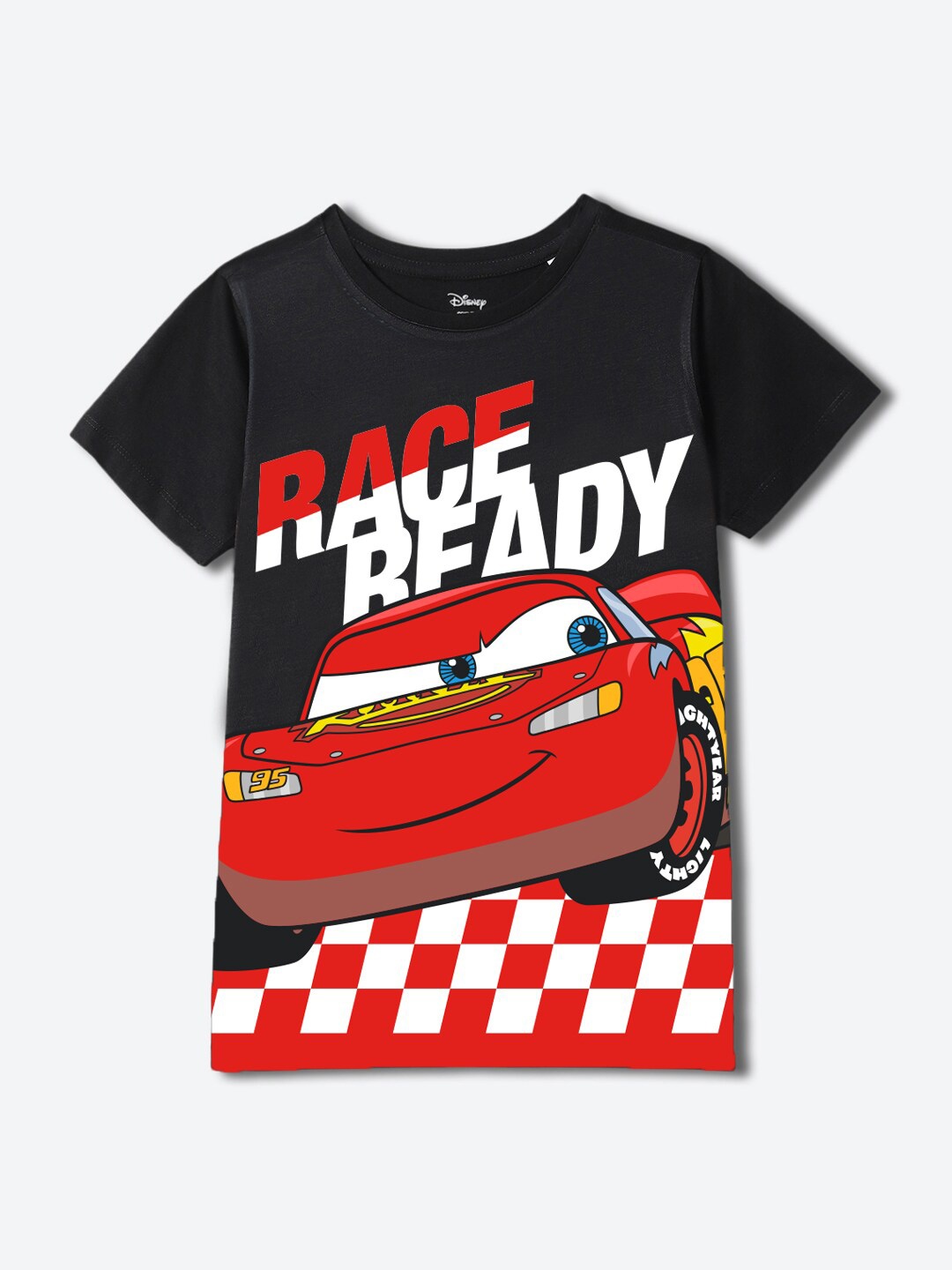 

YK Disney Boys Cars Printed Round Neck T-shirt, Black