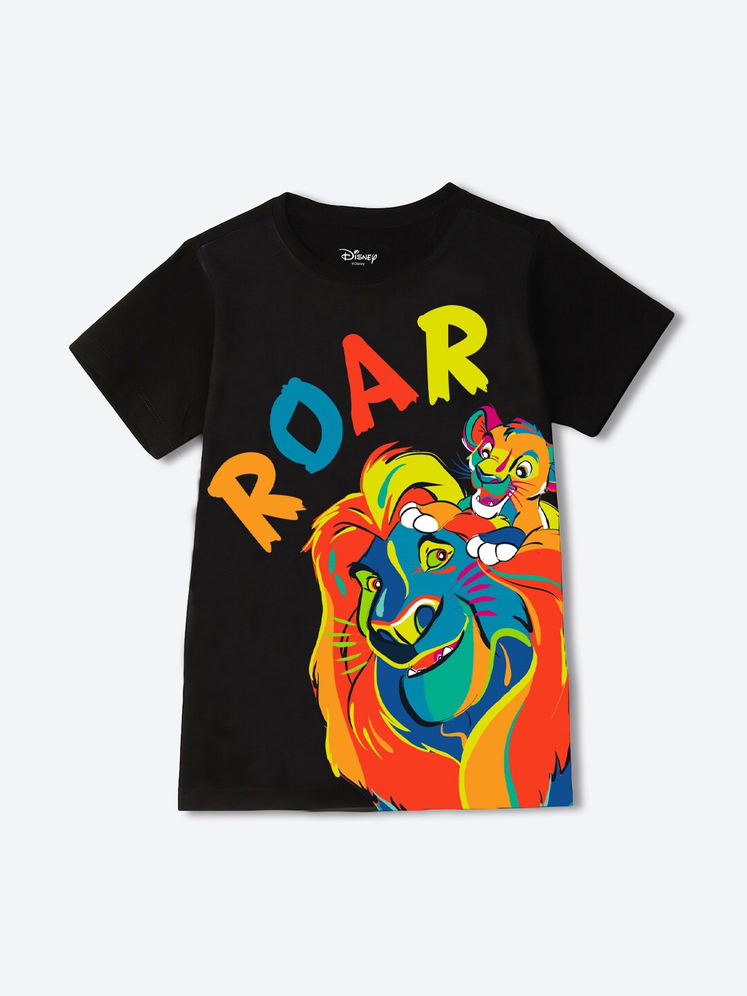 

YK Disney Boys Lion King Printed Round Neck T-shirt, Black