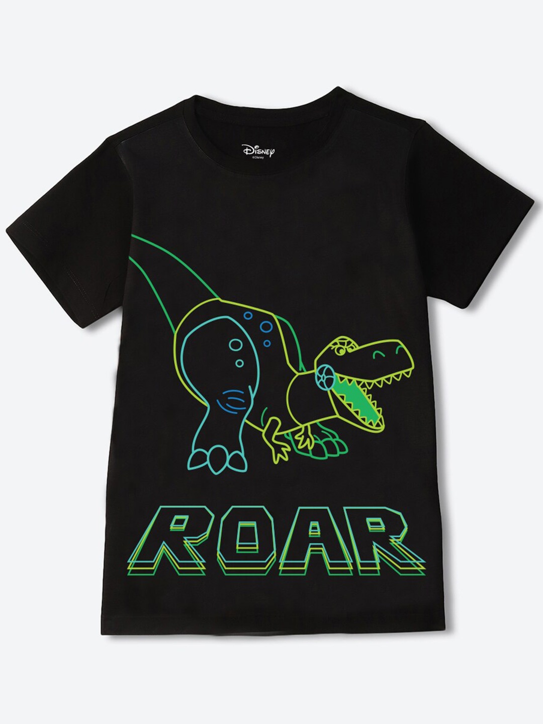 

YK Disney Boys Round Neck Toy Story Printed Cotton T-shirt, Black