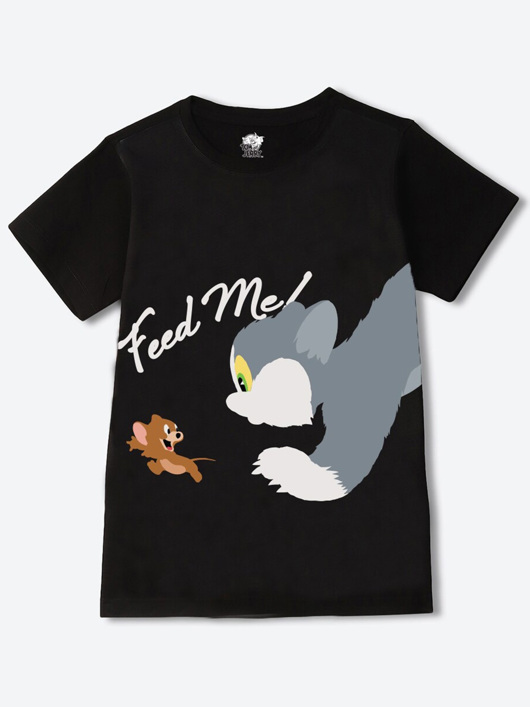 

YK Warner Bros Boys Tom & Jerry Printed Cotton T-shirt, Black