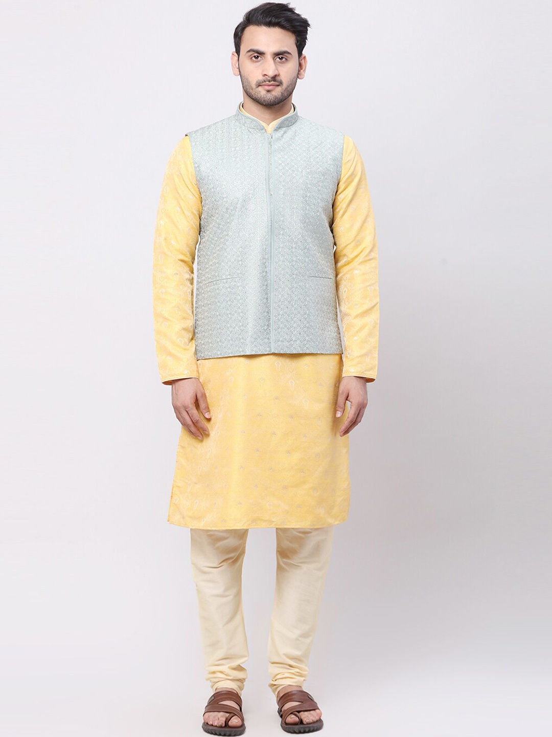 

Ethnix by Raymond Embroidered Nehru Jacket, Green