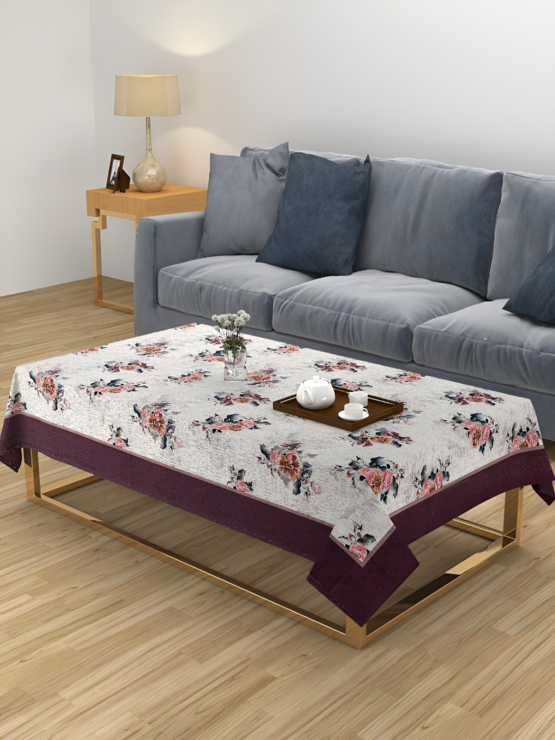 

ZESTURE Purple Floral 6-Seater Table Cover