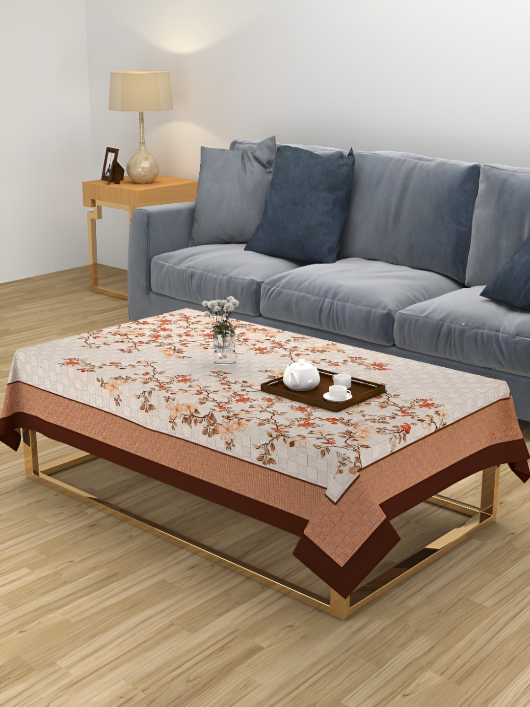 

ZESTURE Mustard Floral 6-Seater Table Cover