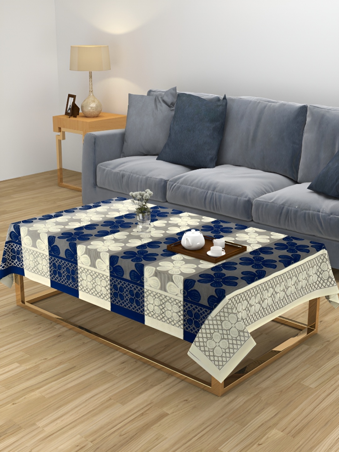 

ZESTURE Blue Floral 6-Seater Table Cover