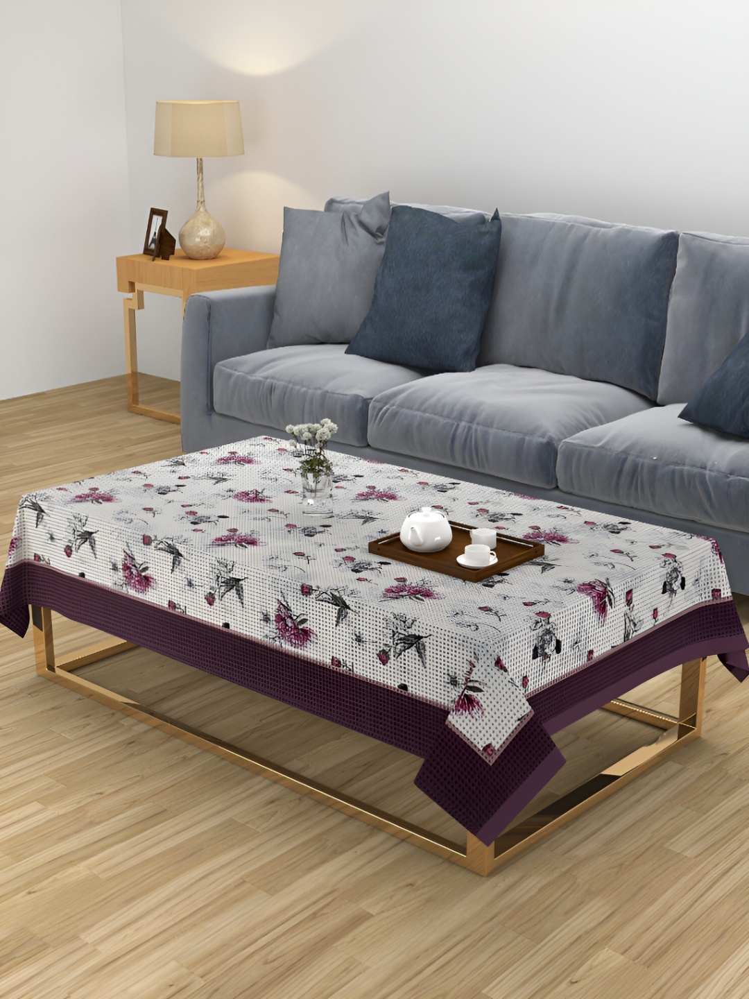 

ZESTURE Purple Floral 6-Seater Table Cover