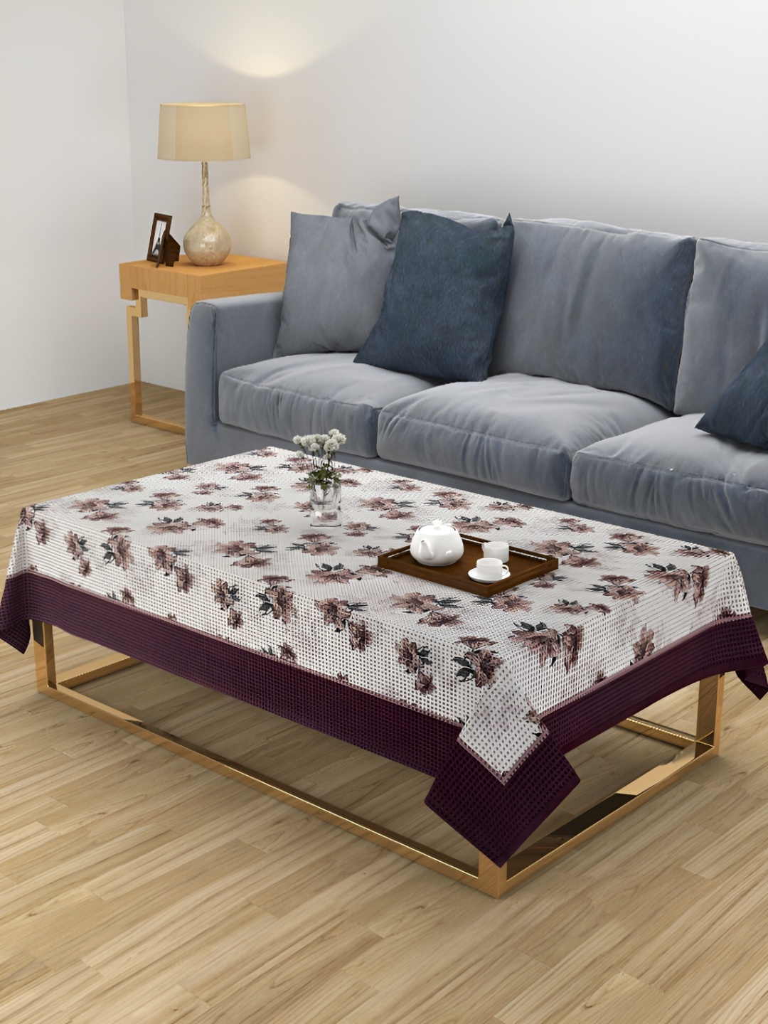 

ZESTURE Purple Floral 6-Seater Table Cover