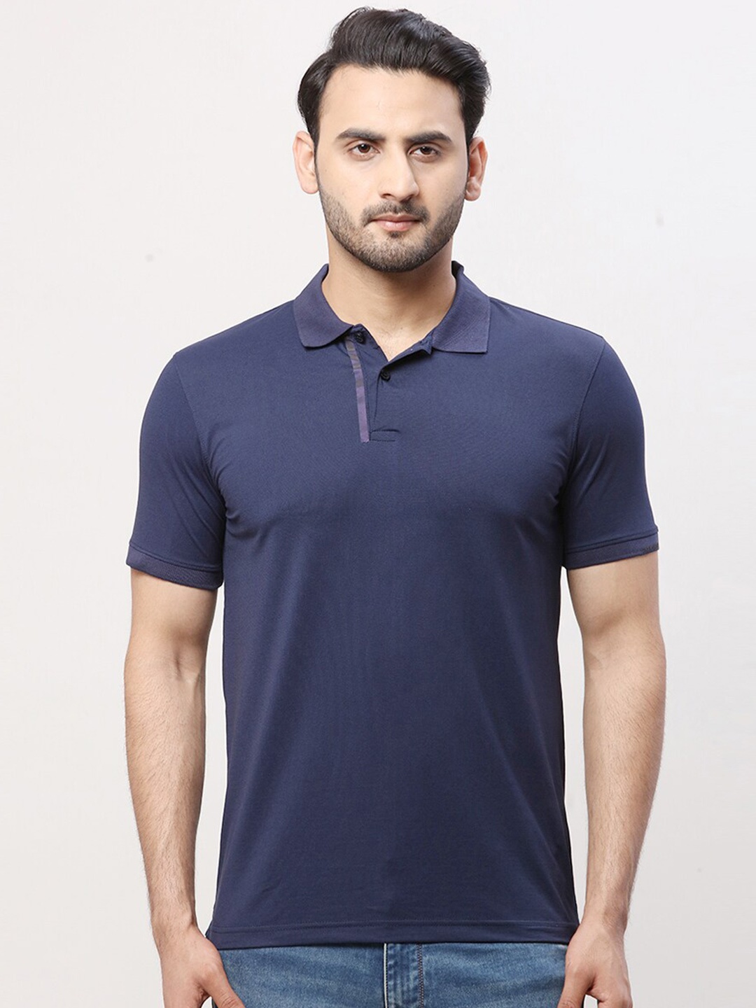 

Park Avenue Slim Fit Polo Collar Short Sleeves T-shirt, Blue