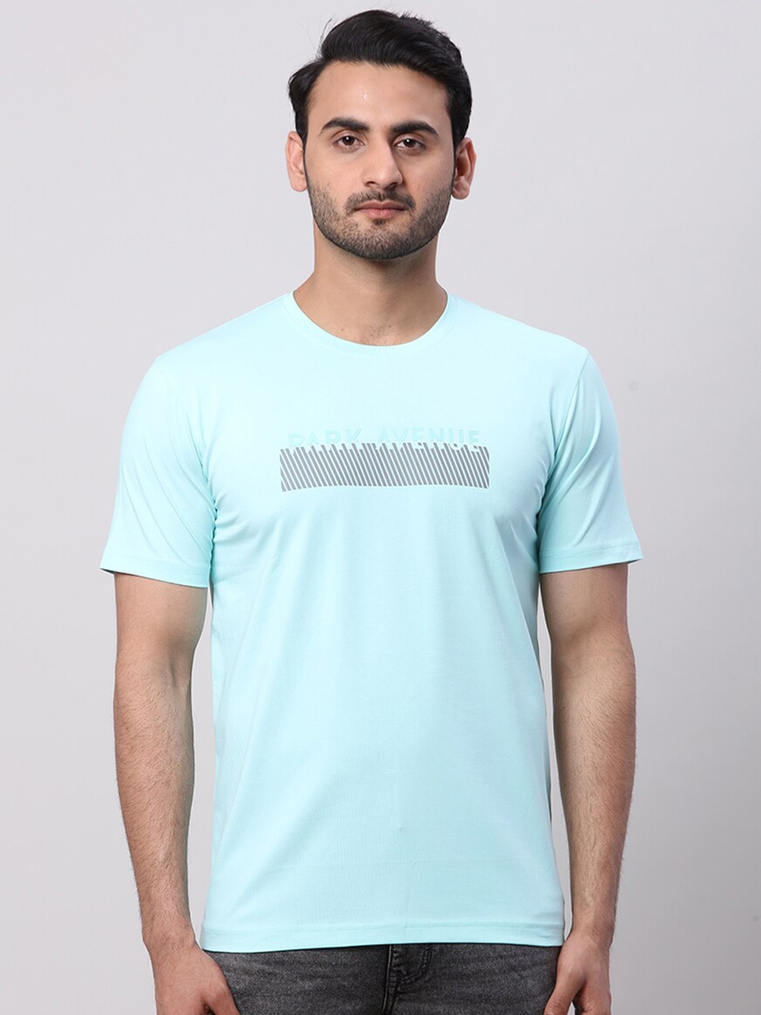 

Park Avenue Slim Fit Typography Printed Round Neck T-Shirt, Blue