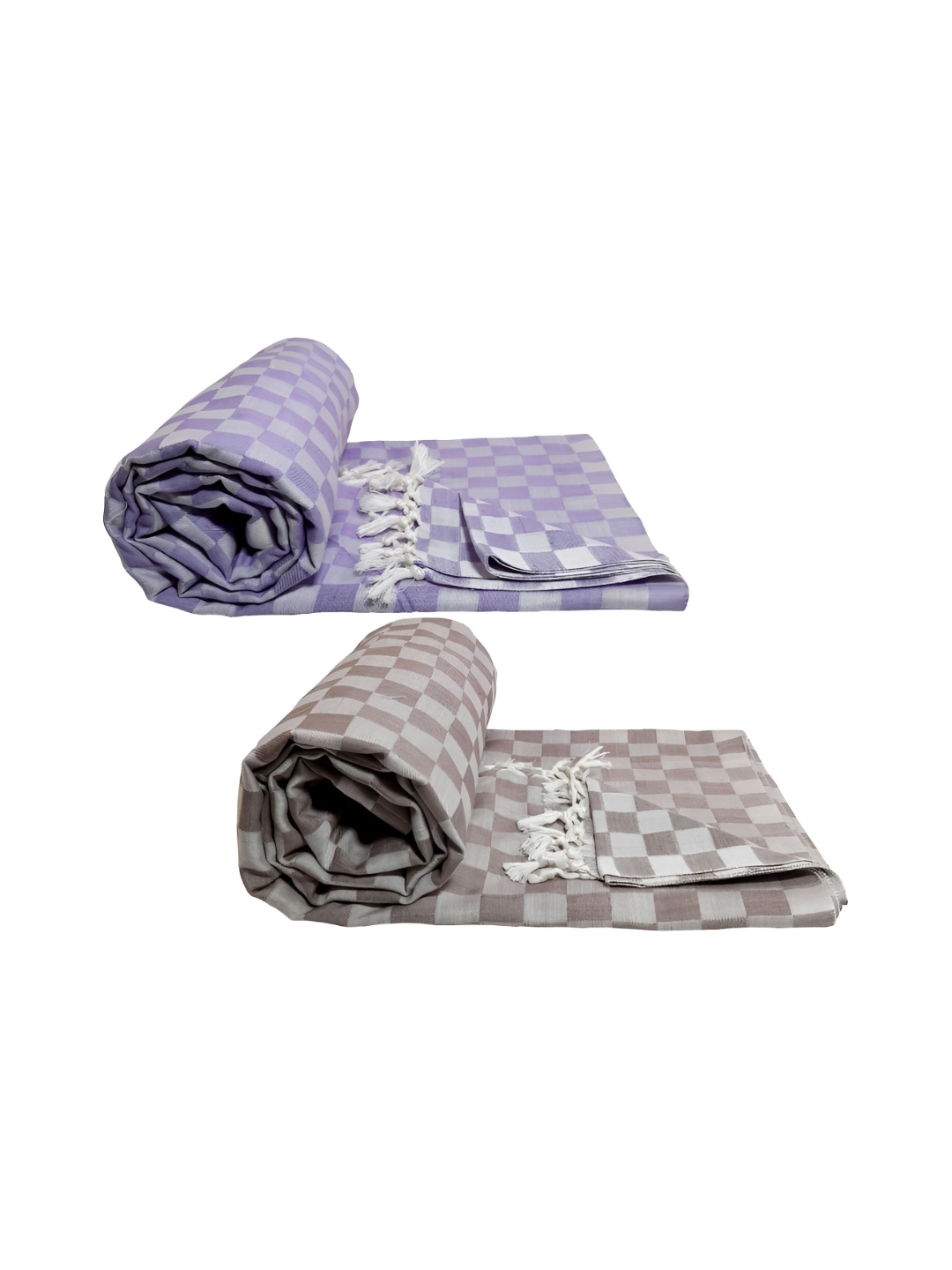 

RIYA SHREE Purple & Grey 2 Pieces Checked AC Room Single Bed Blanket