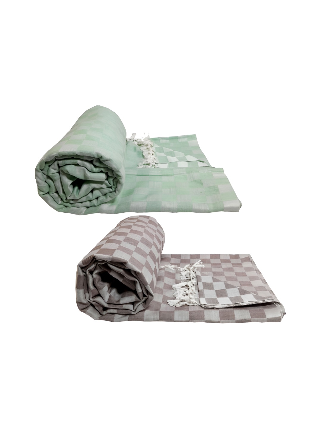 

RIYA SHREE Green & Purple 2 Pieces Checked AC Room Single Bed Blanket