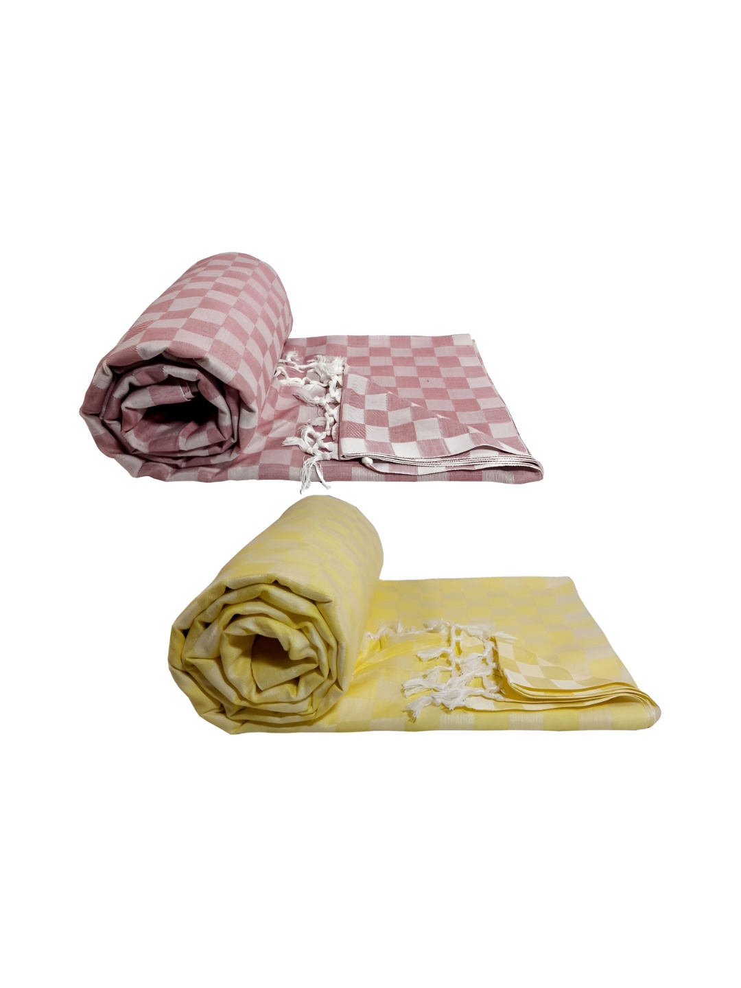 

RIYA SHREE Purple & Yellow 2 Pieces Checked AC Room Single Bed Blanket