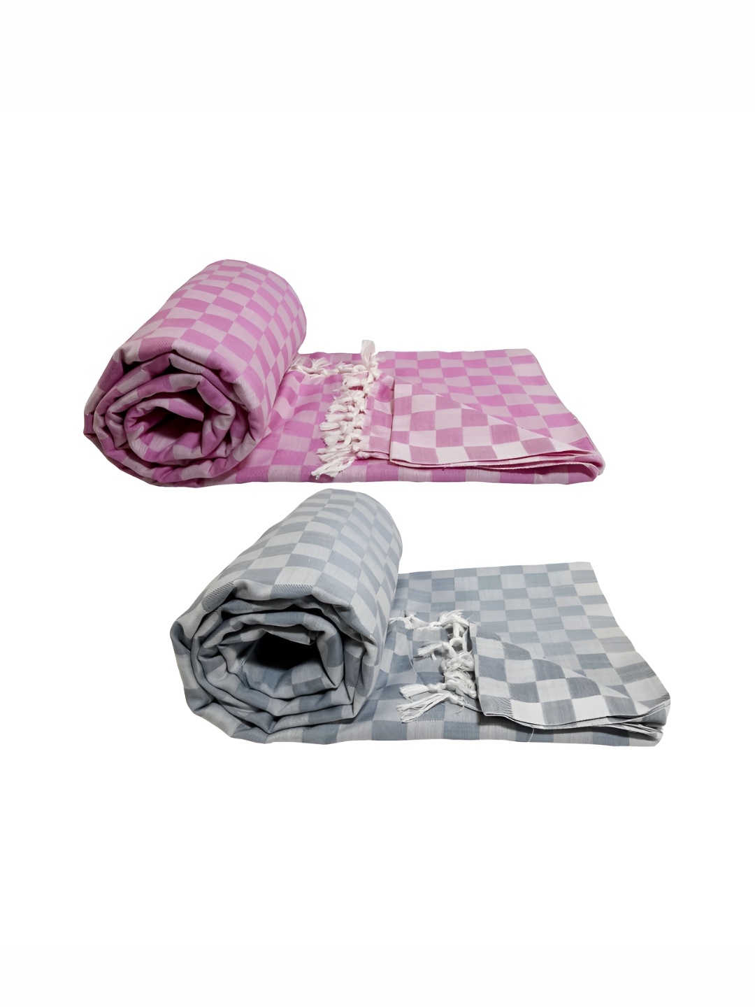 

RIYA SHREE Purple & Grey 2 Pieces Checked AC Room Single Bed Blanket