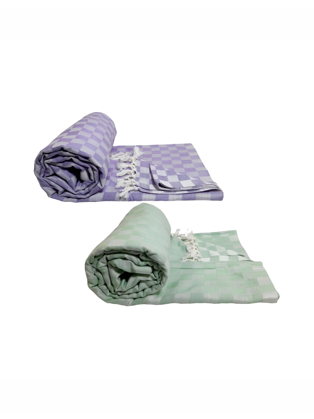 

RIYA SHREE Green & Lavender 2 Pieces Checked AC Room Single Bed Blanket