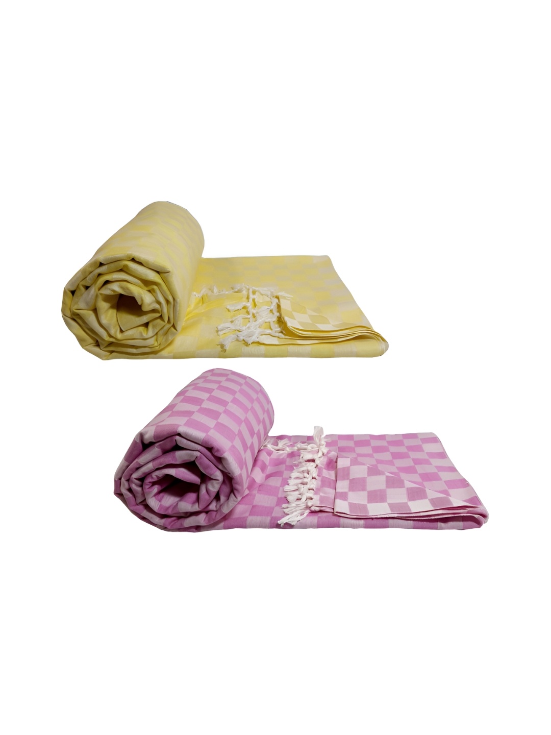 

RIYA SHREE Purple & Yellow 2 Pieces Checked AC Room Single Bed Blanket