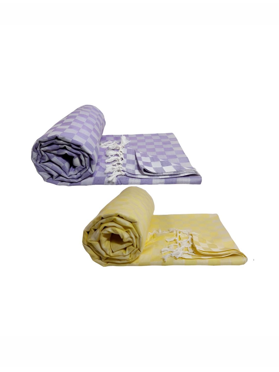 

RIYA SHREE Yellow & Lavender 2 Pieces Checked AC Room Single Bed Blanket