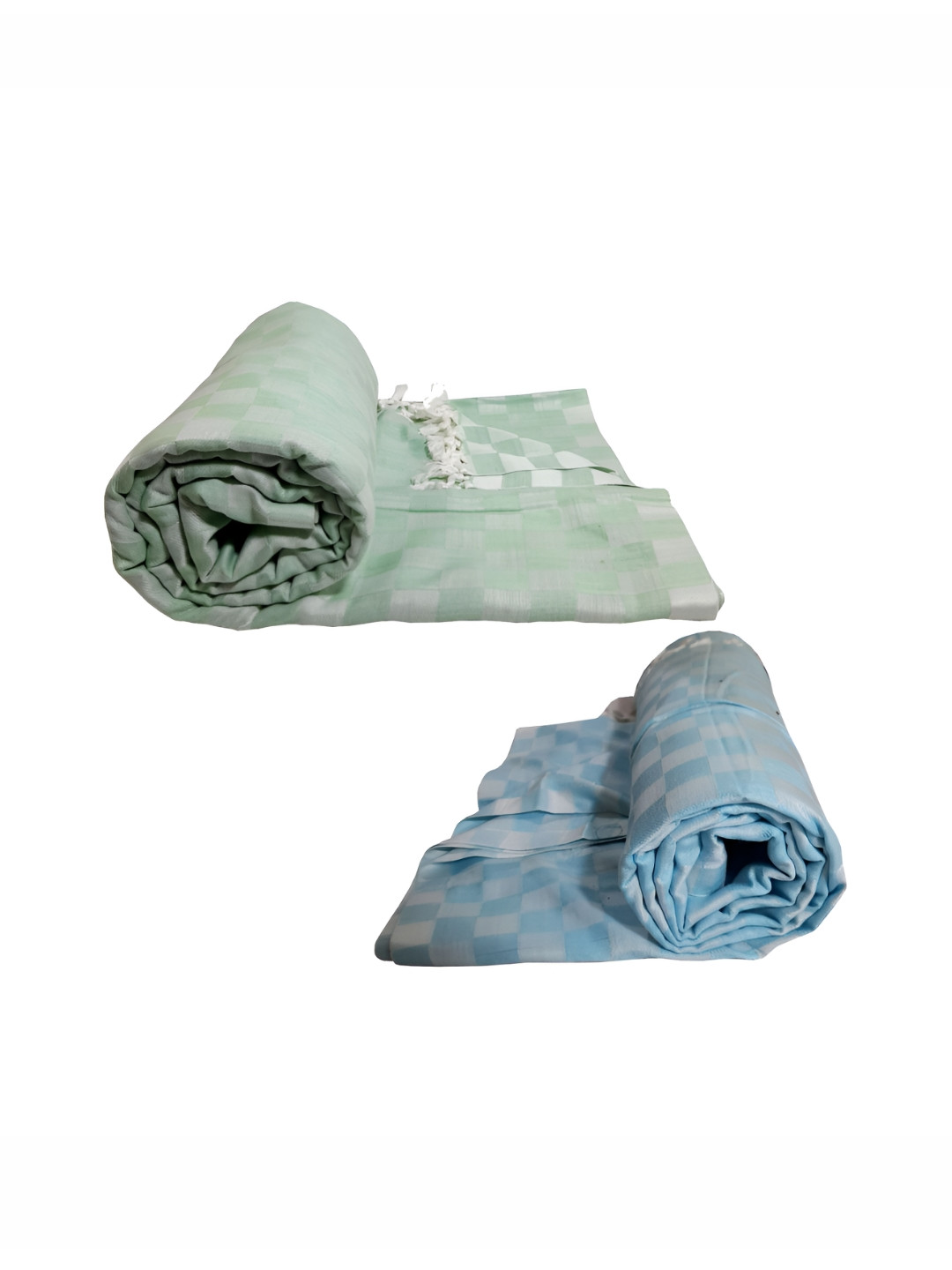 

RIYA SHREE Green & Blue 2 Pieces Checked AC Room Single Bed Blanket