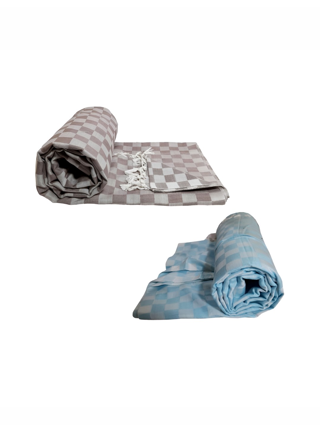 

RIYA SHREE Blue & Grey 2 Pieces Checked AC Room Cotton Single Bed Blanket