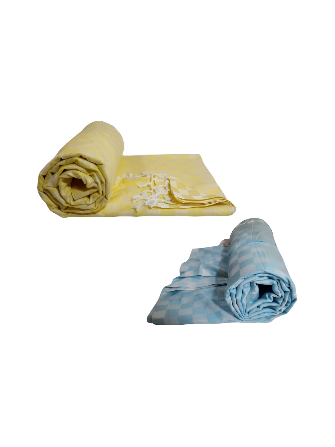 

RIYA SHREE Blue & Yellow 2 Pieces Checked AC Room Single Bed Blanket