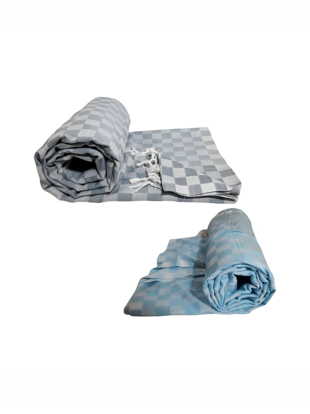 

RIYA SHREE Blue & Grey 2 Pieces Checked AC Room Cotton Single Bed Blanket