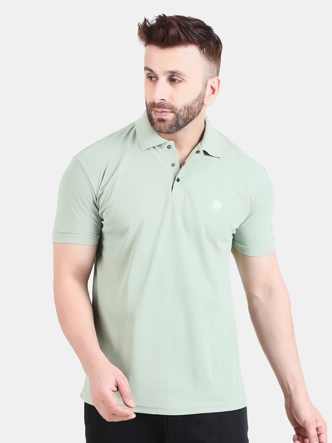 

WELL QUALITY Polo Collar Short Sleeves T-shirt, Green