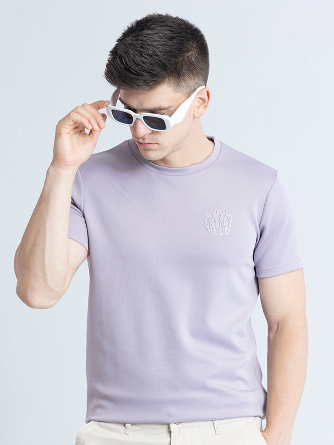 

Snitch Lavender Regular Fit Round Neck Casual T-shirt