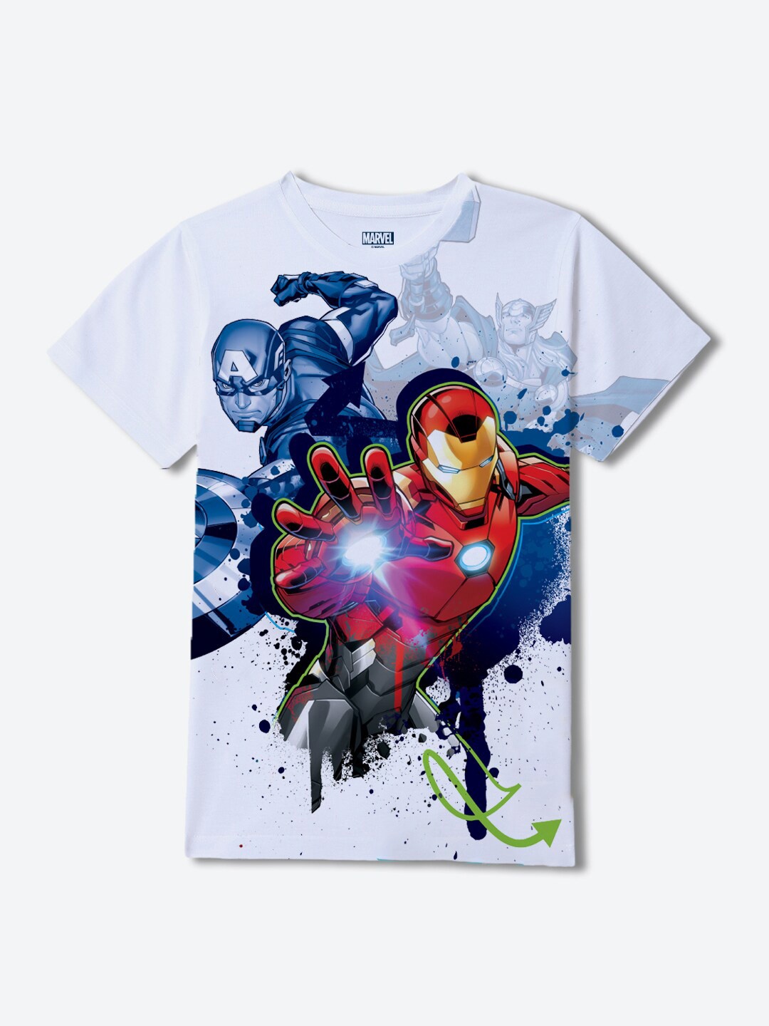 

YK Marvel Boys Avengers Printed Regular fit T-shirt, White