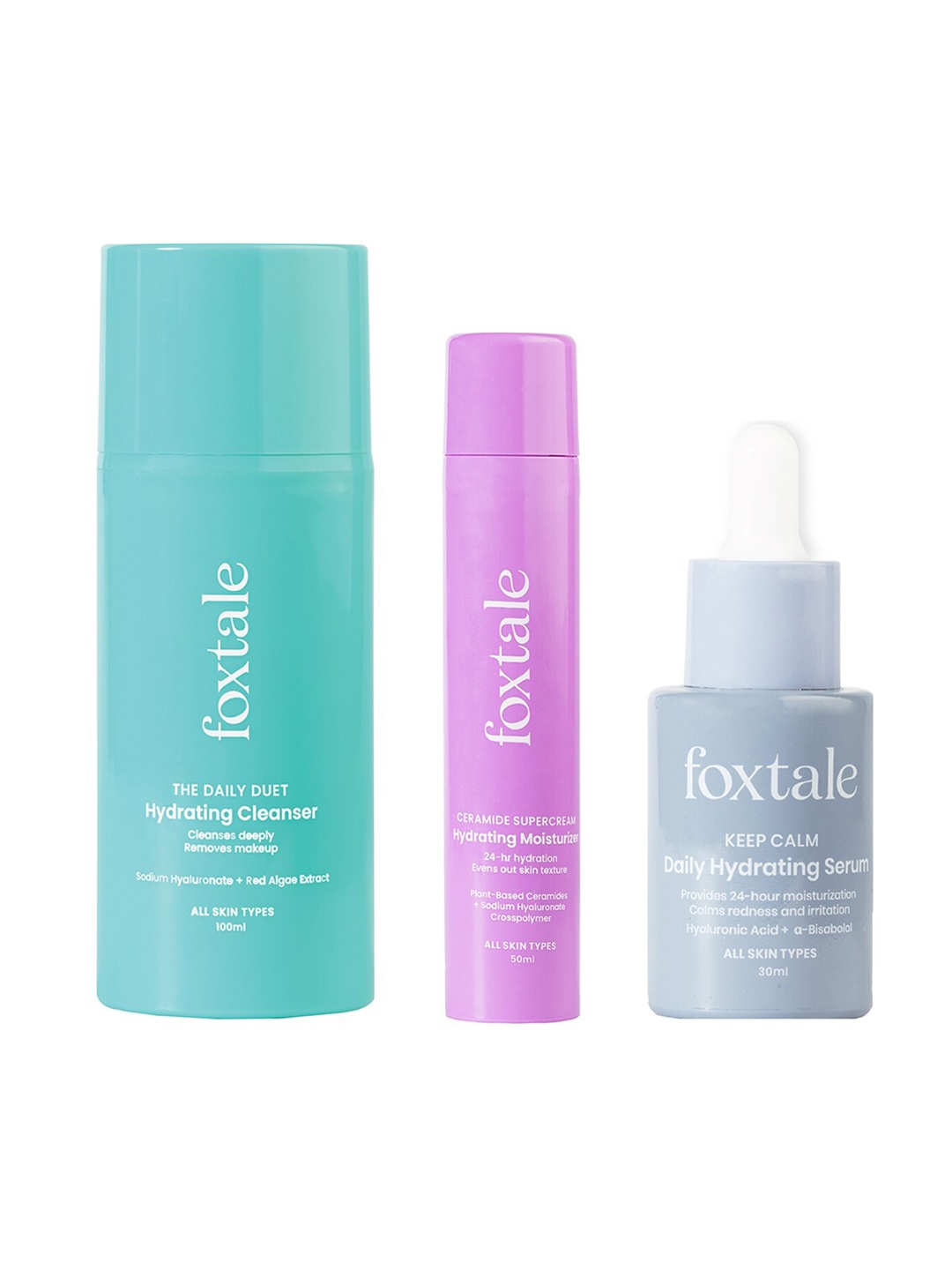 

FoxTale Hydrating Skin Care Combo - Cleanser 100ml + Moisturizer 50ml + Serum 30ml, Pink