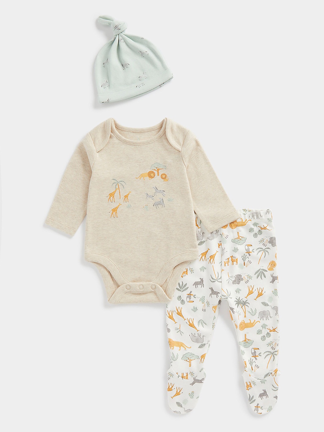 

mothercare Infants Printed Top with Leggings, Cream