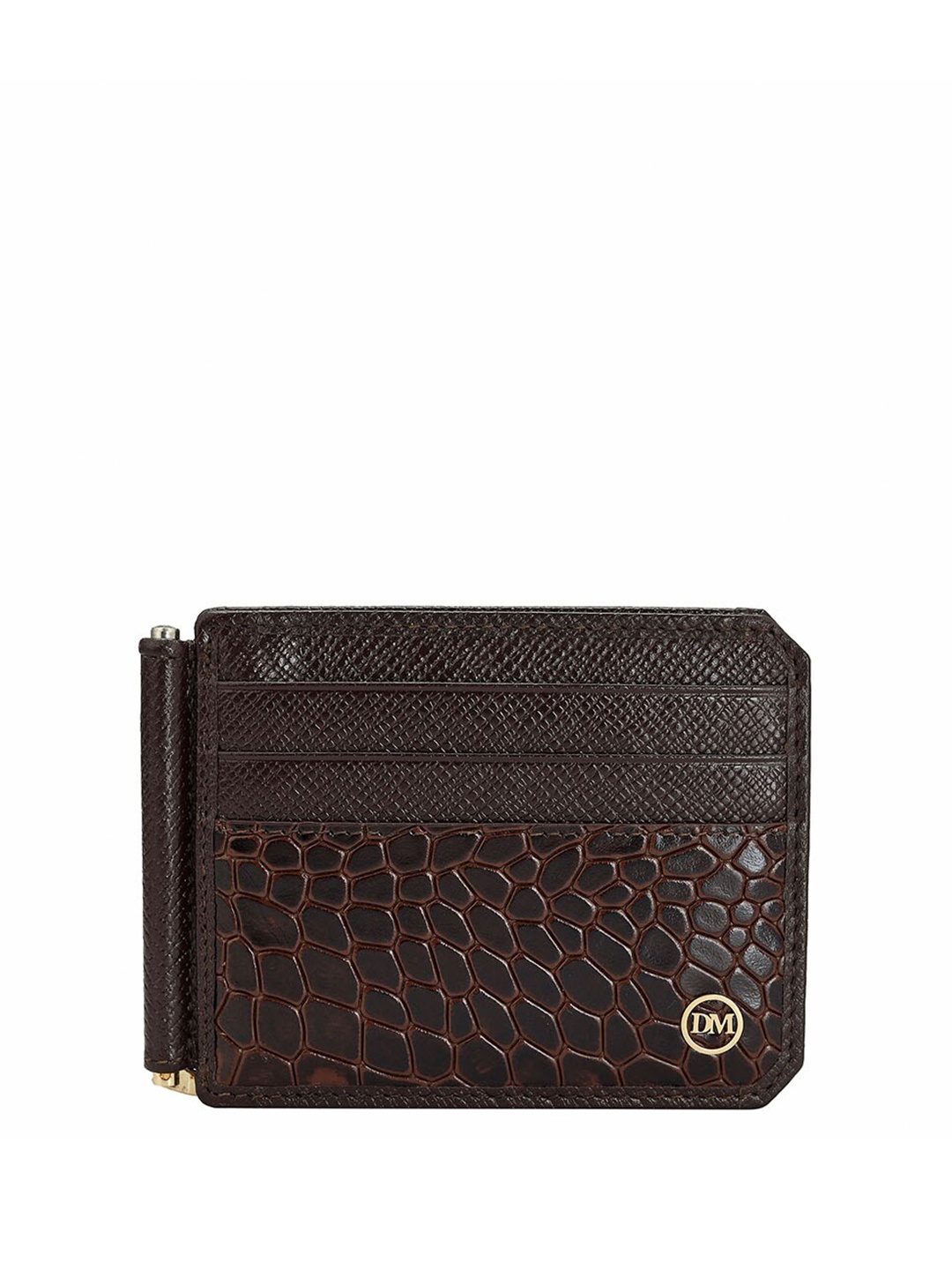 

Da Milano Men Animal Textured Leather Two Fold Wallet, Brown