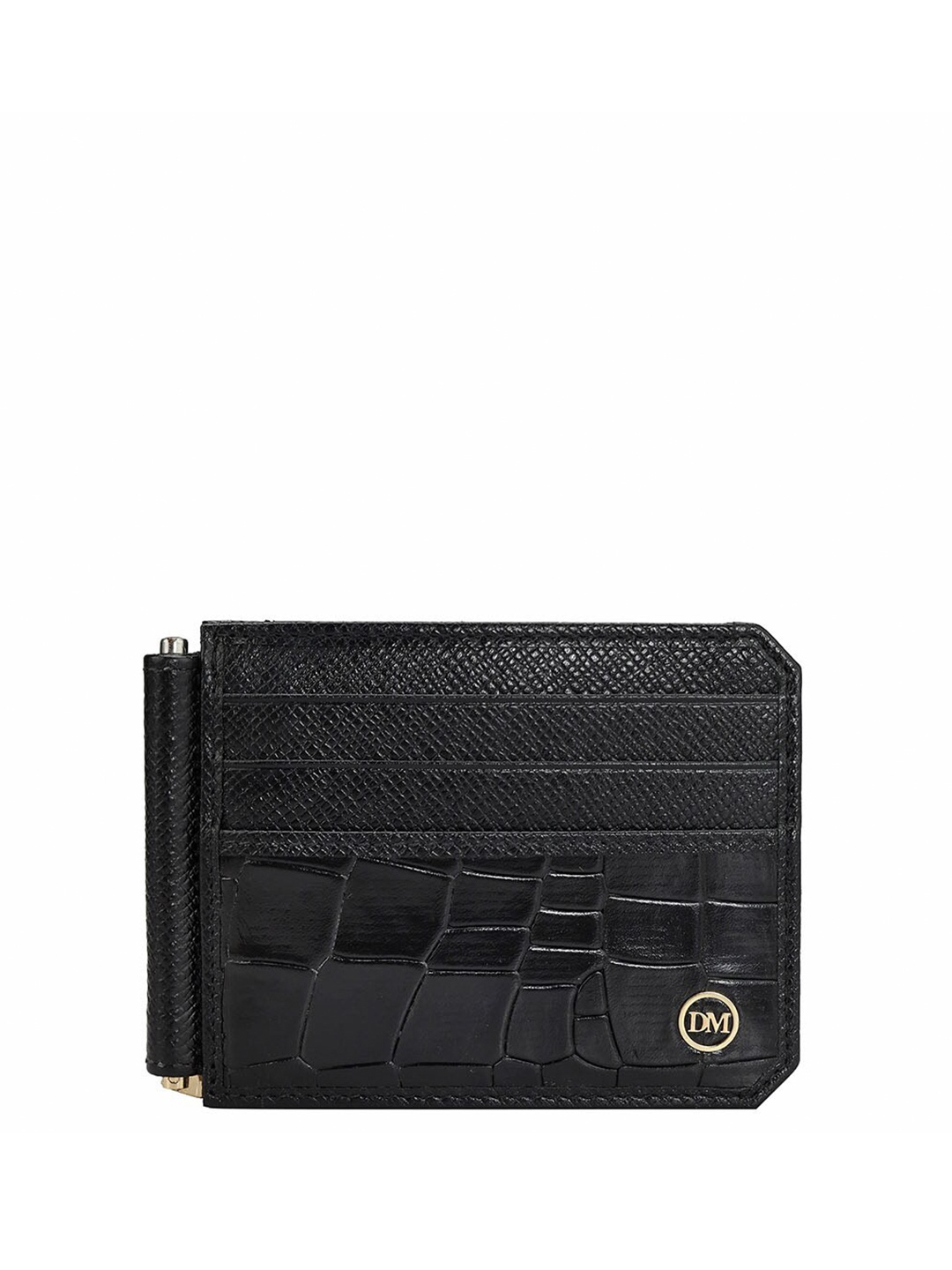 

Da Milano Men Animal Textured Leather Two Fold Wallet, Black