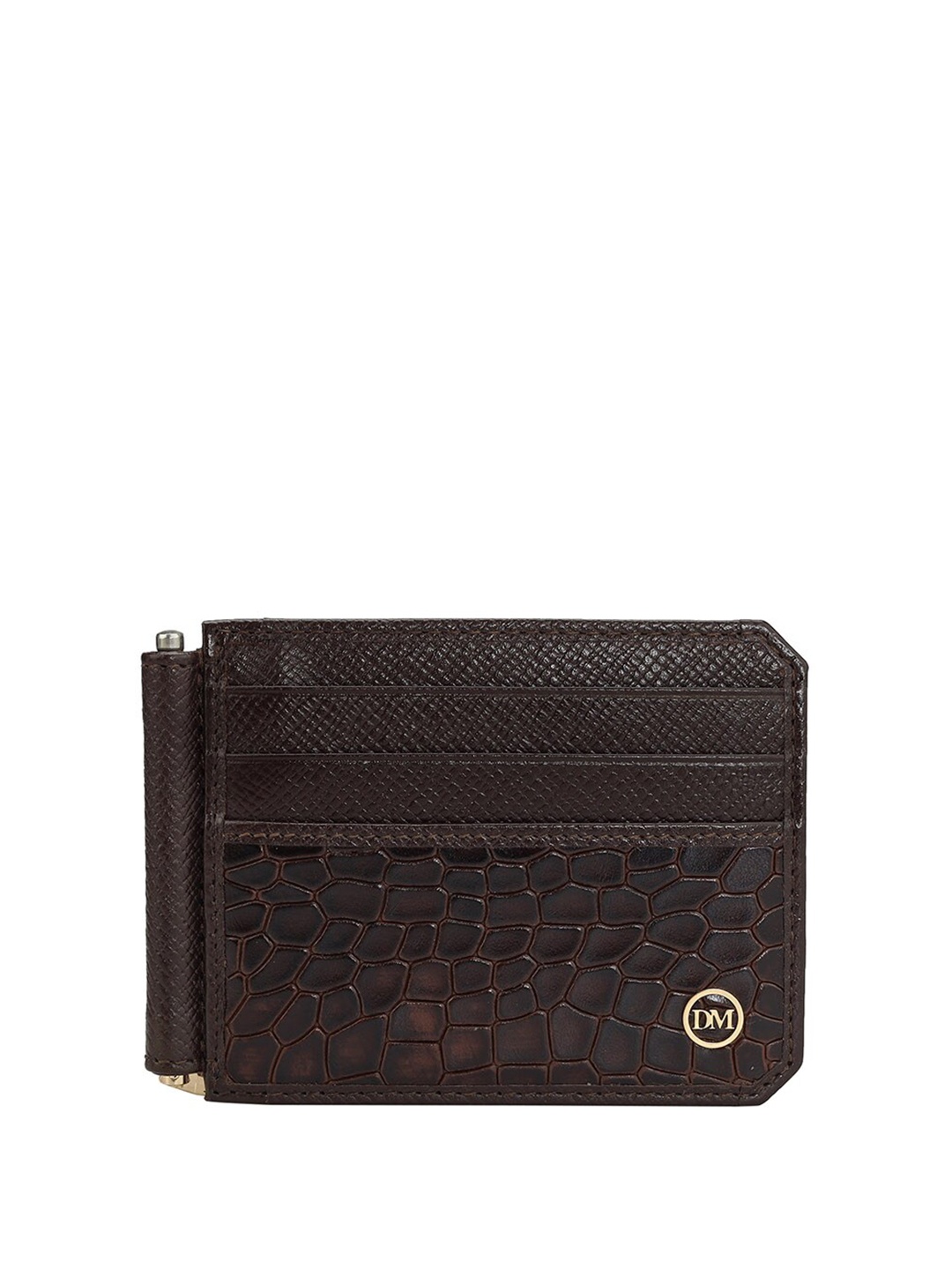 

Da Milano Men Animal Textured Leather Card Holder, Brown