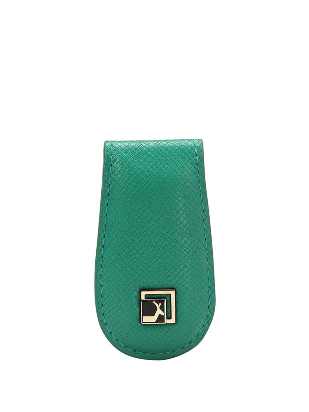 

Da Milano Men Abstract Textured Leather Money Clip Wallet, Green