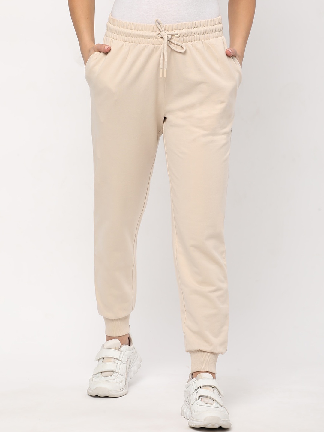 

R&B Women Relaxed-Fit Cotton Joggers, Beige