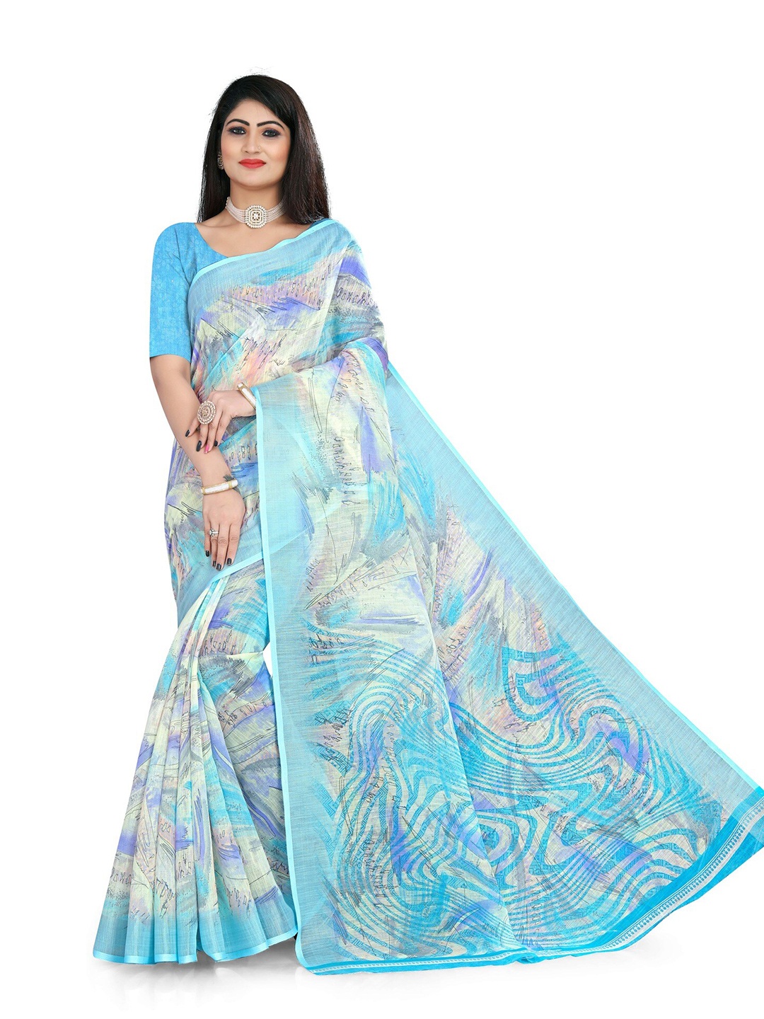 

LEOSAGI Pure Cotton Khadi Saree, Blue
