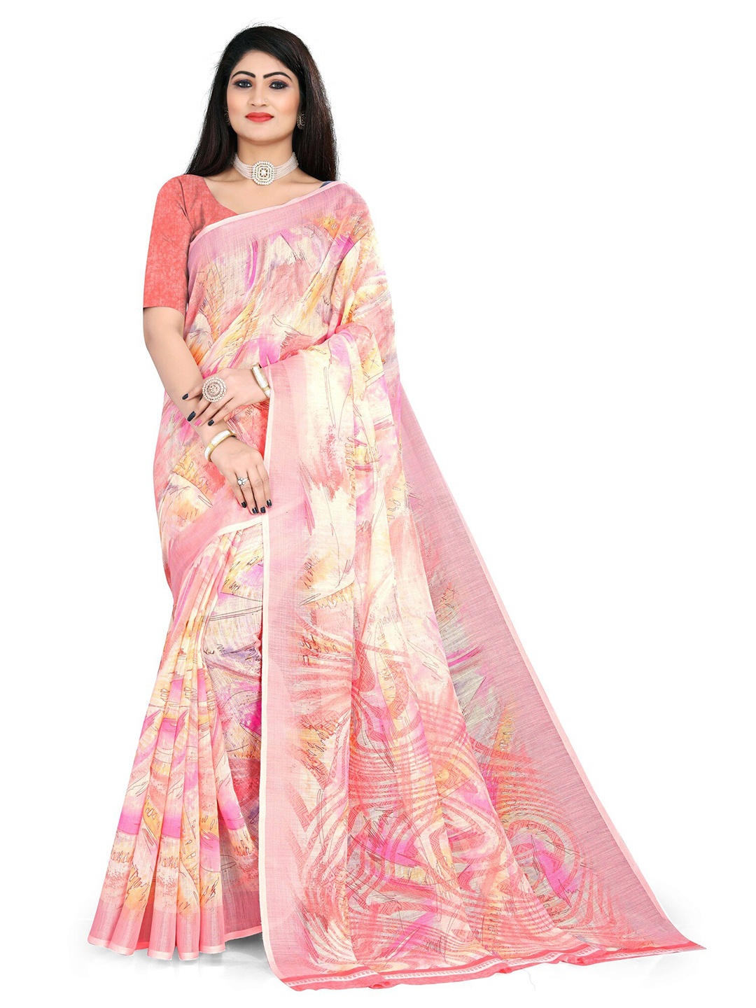 

LEOSAGI Pure Cotton Khadi Saree, Red