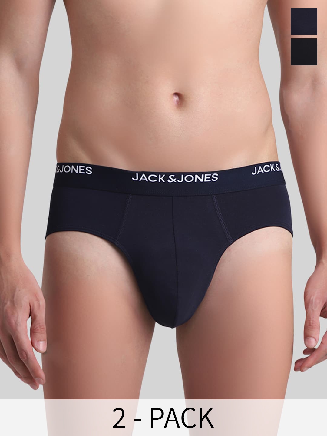 

Jack & Jones Pack Of 2 Low-Rise Basic Briefs 2542259021, Navy blue