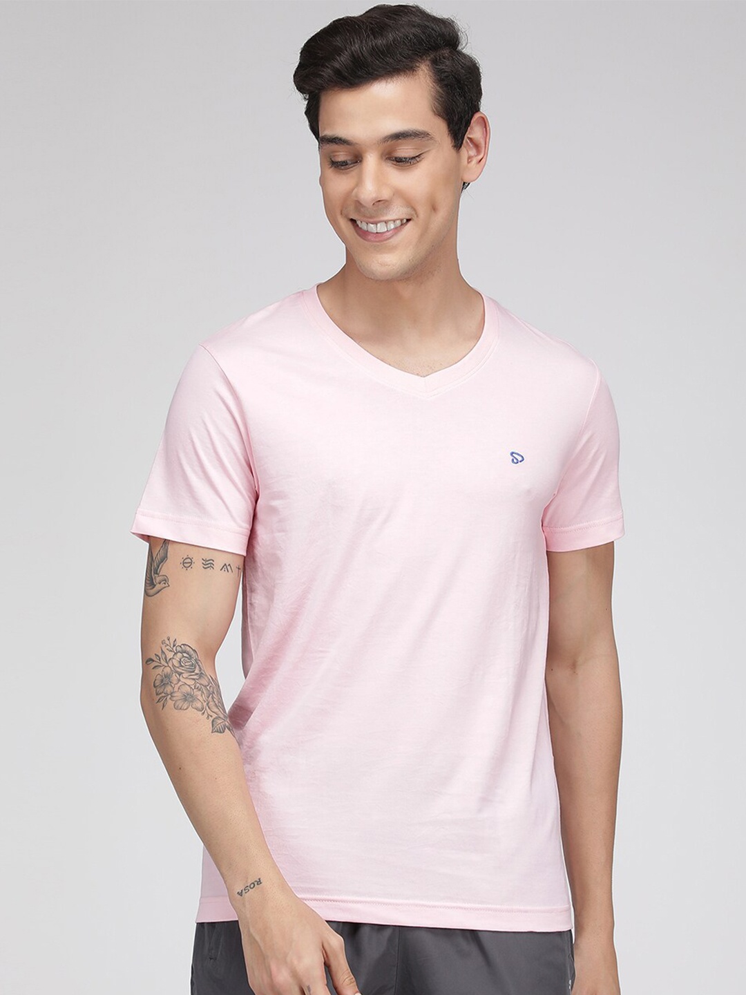 

SPORTO Round Neck Short Sleeves Cotton T-shirt, Pink