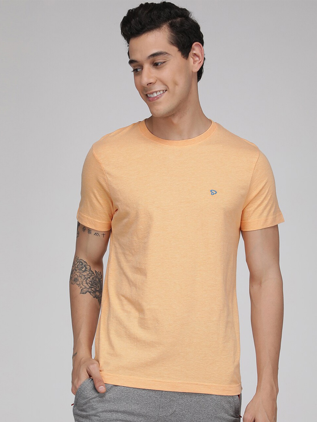 

SPORTO Round Neck Short Sleeves Cotton T-shirt, Peach