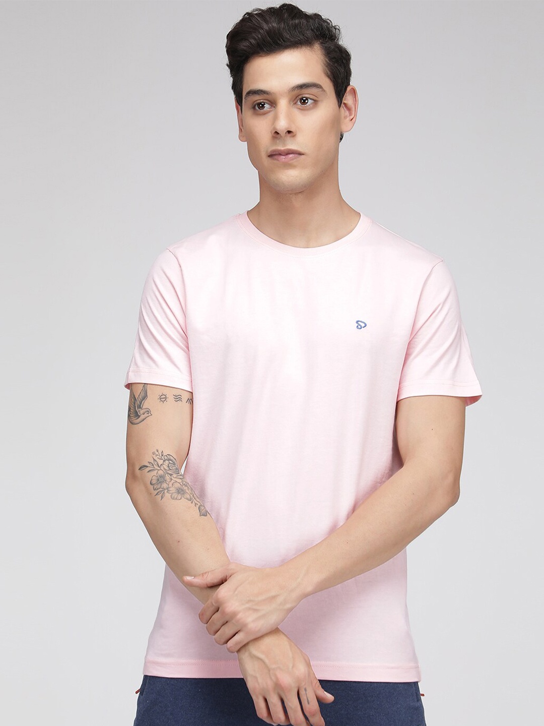 

SPORTO Round Neck Short Sleeves Regular Fit Cotton T-shirt, Pink