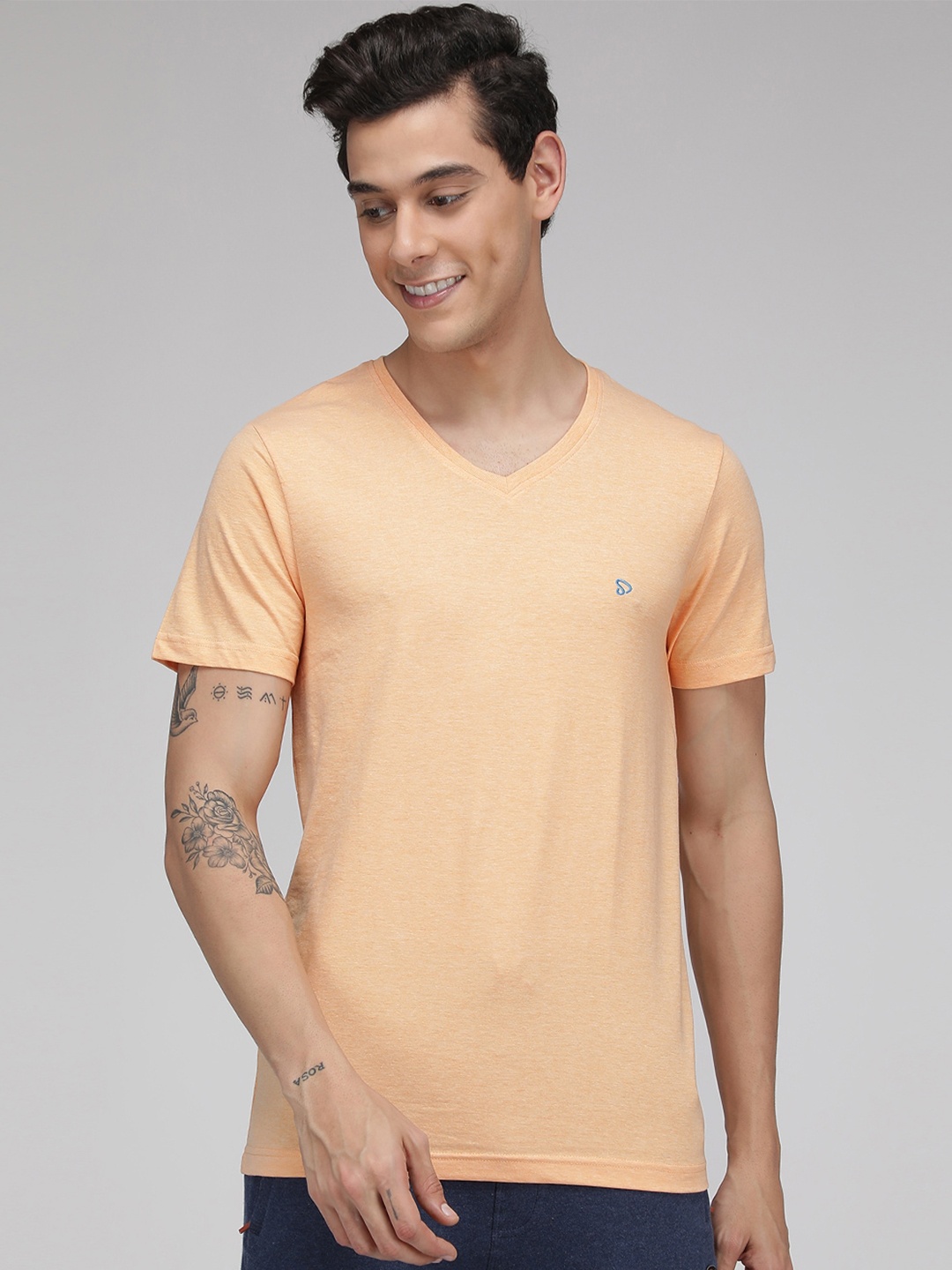 

SPORTO V-Neck Short Sleeves Cotton T-shirt, Peach