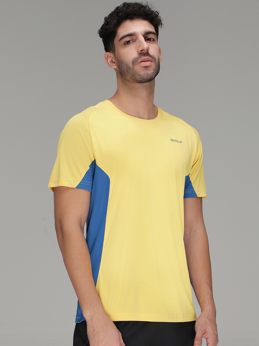 

SPORTO Round Neck Short Raglan Sleeves Regular Fit Cotton T-shirt, Yellow