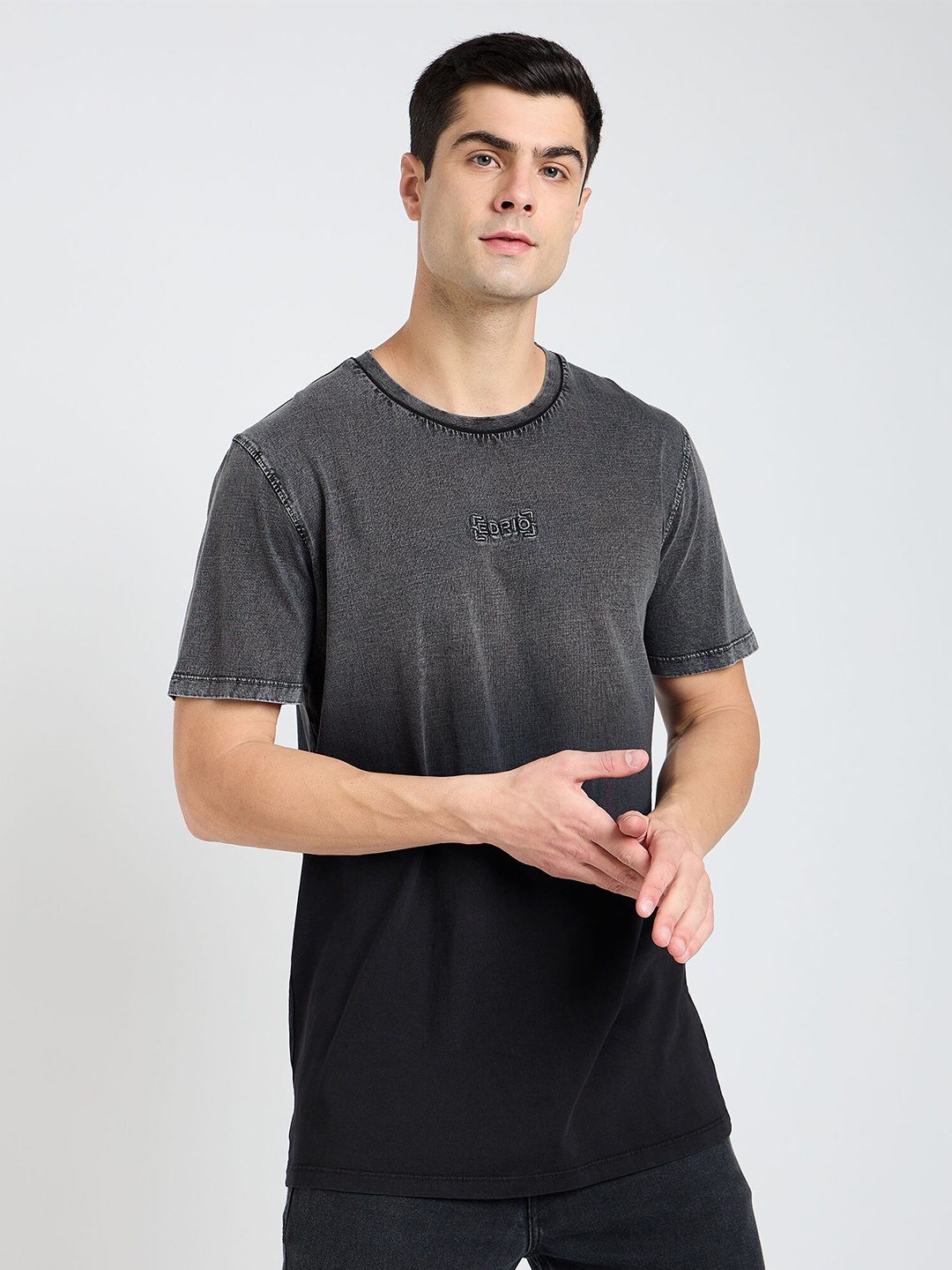 

EDRIO Round Neck Cotton T-shirt, Grey