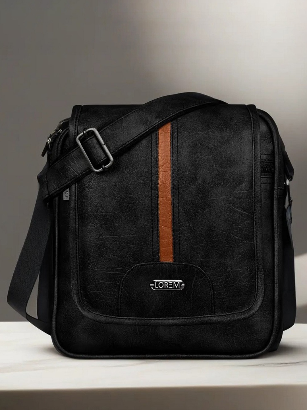 

LOREM Unisex Structured Sling Bag, Black