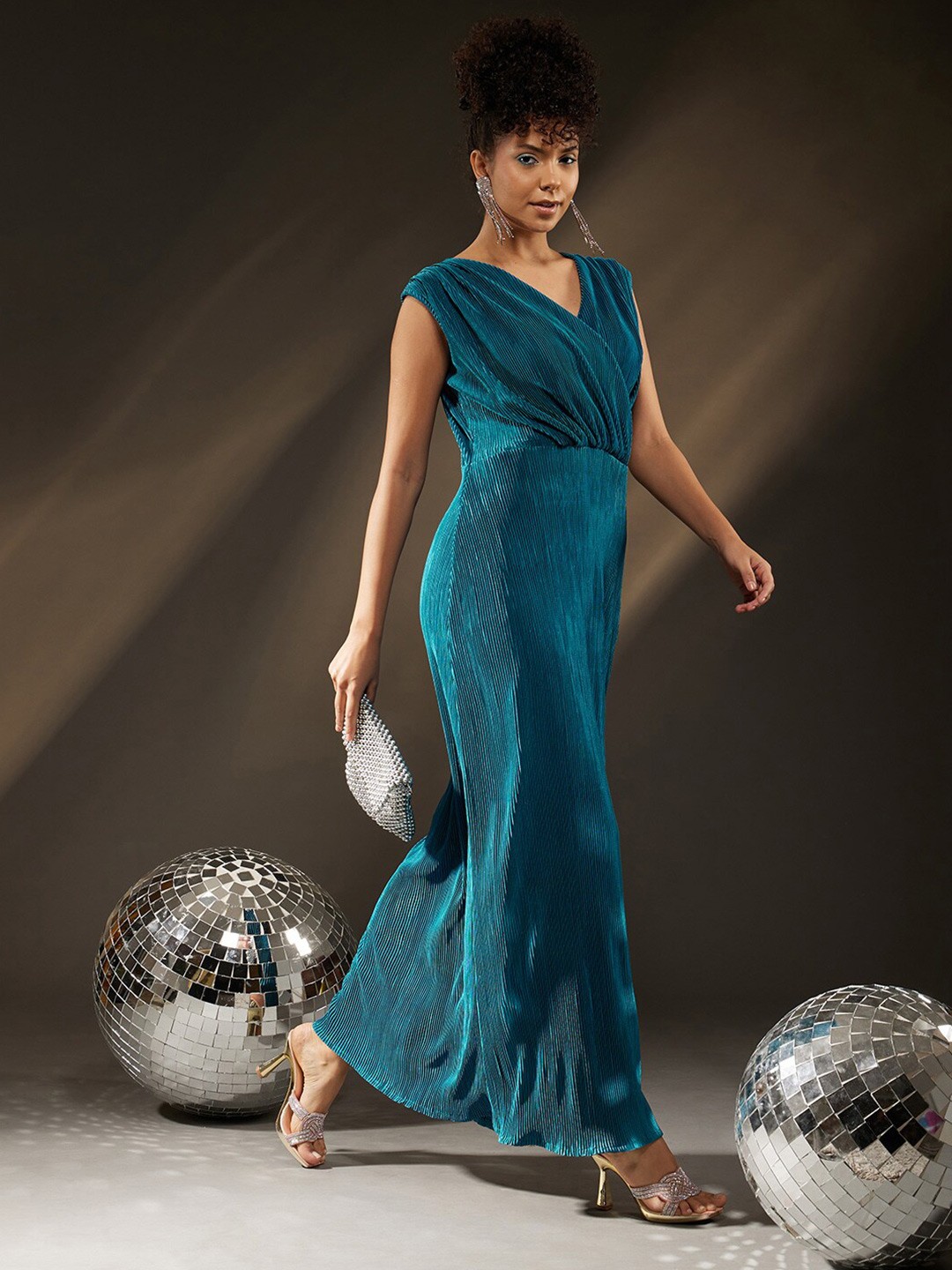 

KALINI Striped V-Neck Maxi Dress, Green
