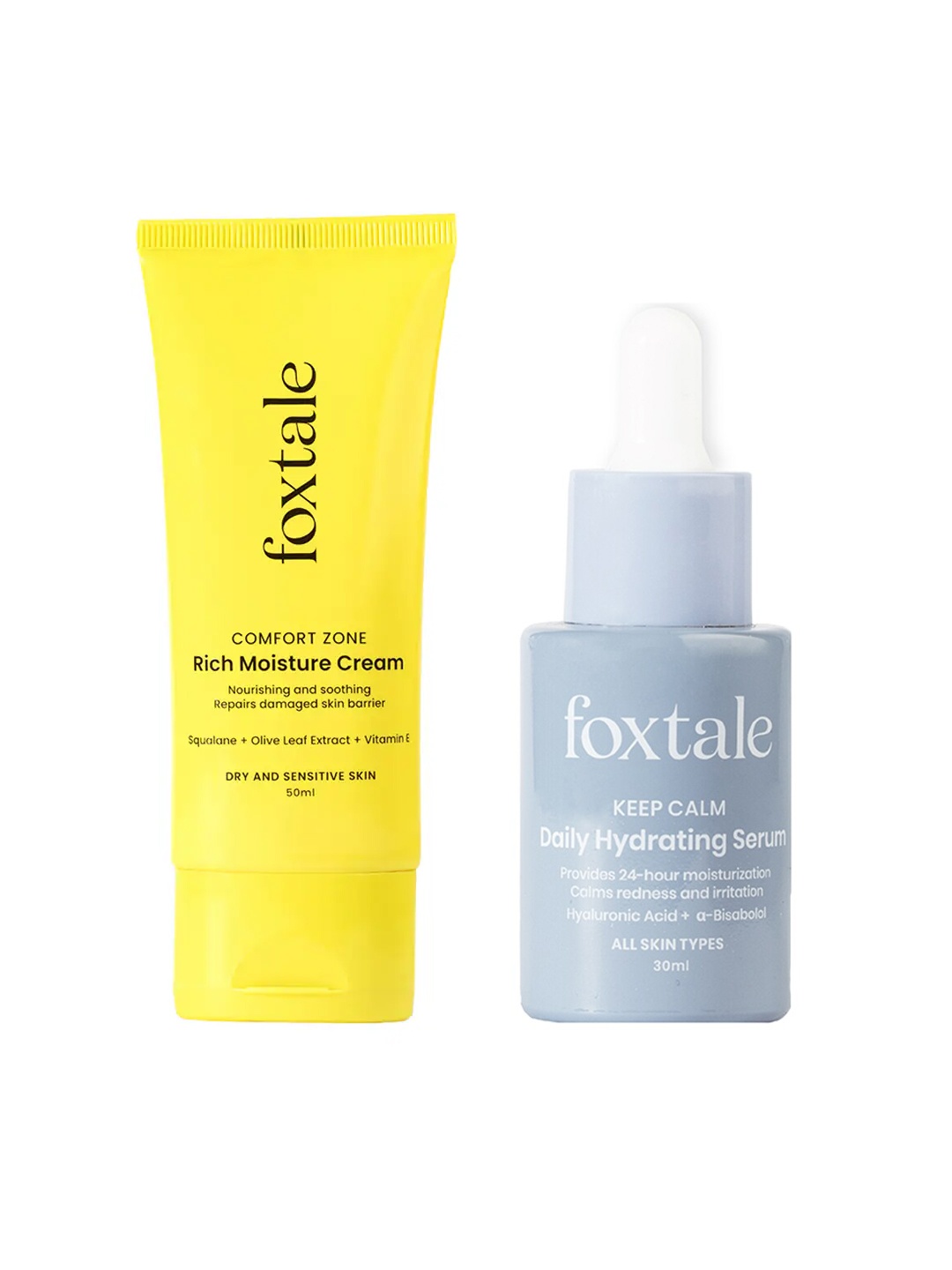 

FoxTale Set of Rich Moisture Cream 50ml & Keep Calm Daily Hydrating Serum 30ml, Grey